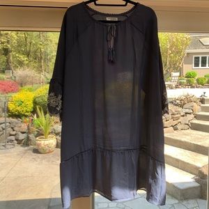 Navy Dress with White Detail